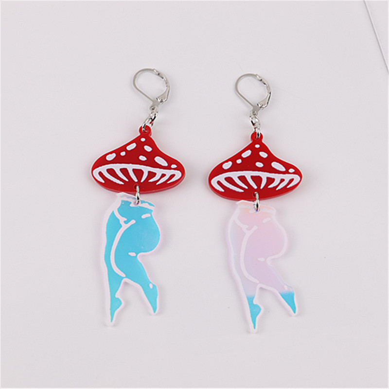 1 Pair Funny Mushroom Arylic Drop Earrings display picture 2