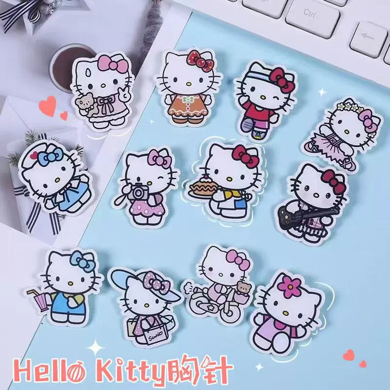 卡通亚克力胸针KT猫背包配饰衣服配饰徽章礼品送礼贴片潮流萌趣