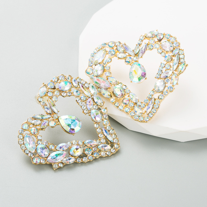 Fashion Heart Shape Alloy Inlay Rhinestones Womenu0027S Ear Studs 1 Pair