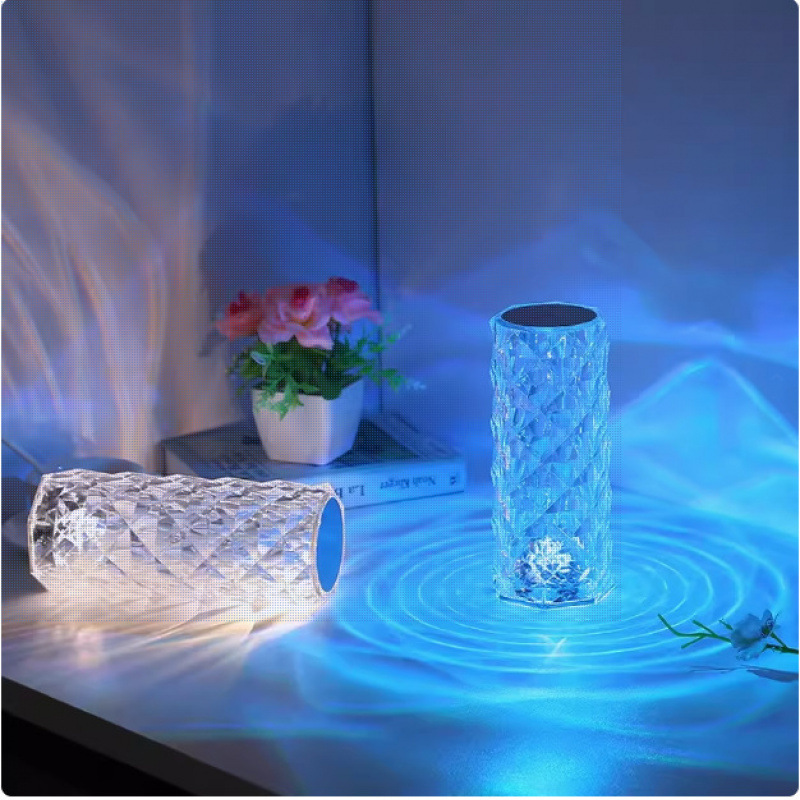 Manufacturer Wholesale Simple Crystal Rose Night Light, Simple Crystal Ambiance Bedroom Bedside Touch Ins Night Light