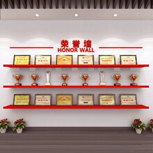 5V定 制烤漆荣誉墙展示架放奖杯奖牌公司异形展示墙置物架一字隔