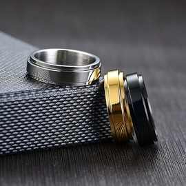 24新款6mm光面简约欧美爆款婚戒转动解压戒指跨境专供亚马逊热销