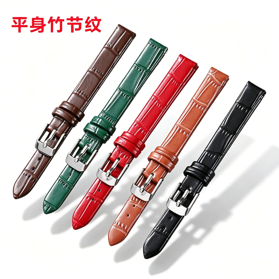Microfiber Bamboo Pattern Leather Watch Strap Accessories for Women, Ultra-Thin, High Quality, Durable, 8mm 10mm 12mm 14mm 16mm