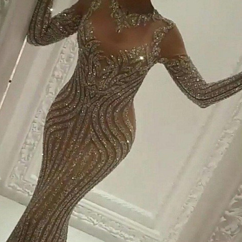 2025 European and American Spring Amazon Women's Gold-Leaf Long-Sleeve Bodycon Sexy Long Dress Evening Gown for Women