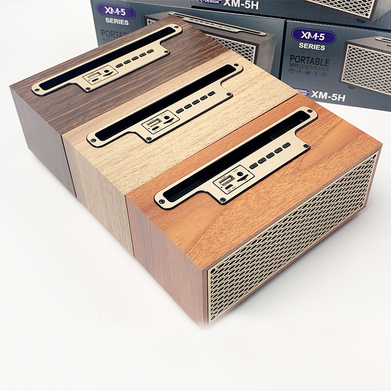 Xm 5新型無線bluetoothスピーカーデスクトップ木製レトロラジオミニポータブルカード小音響|undefined