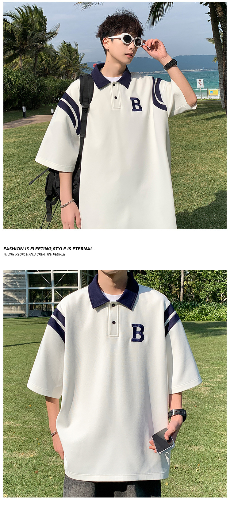 Men's Polo Shirt Short Sleeved Summer Colour Blocking College Style_voghion.com