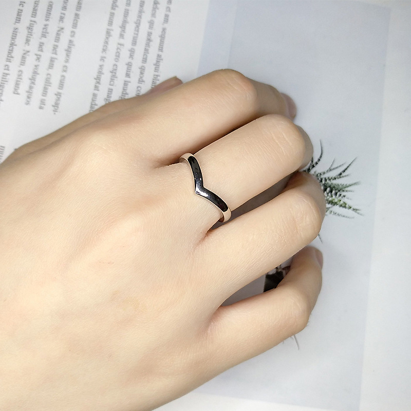 Simple Style V Shape Copper Plating Open Ring 1 Piece