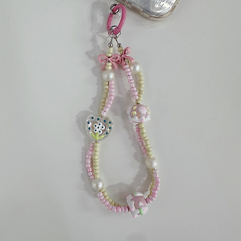Bow Knot Pattern 1 Piece Casual Elegant Lady Bow Knot Acrylic Printing Bag Pendant Mobile Phone Chain