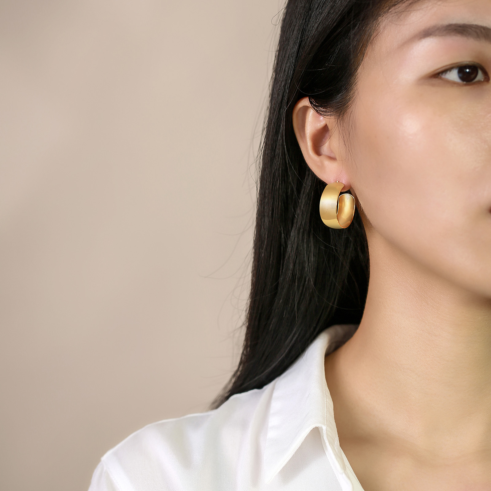 Simple Style C Shape Stainless Steel Ear Studs Plating Stainless Steel Earrings 1 Pair