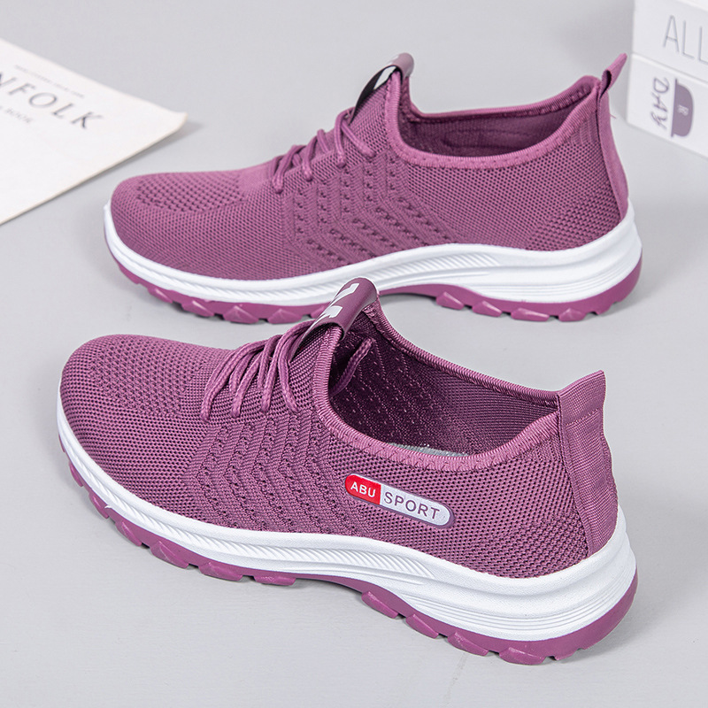 Shoes Women's 2023 Cross-border New Breathable Casual Sneakers Middle-aged and Elderly Mother's Shoes Fashion Breathable Flying Weaving Women's Shoes