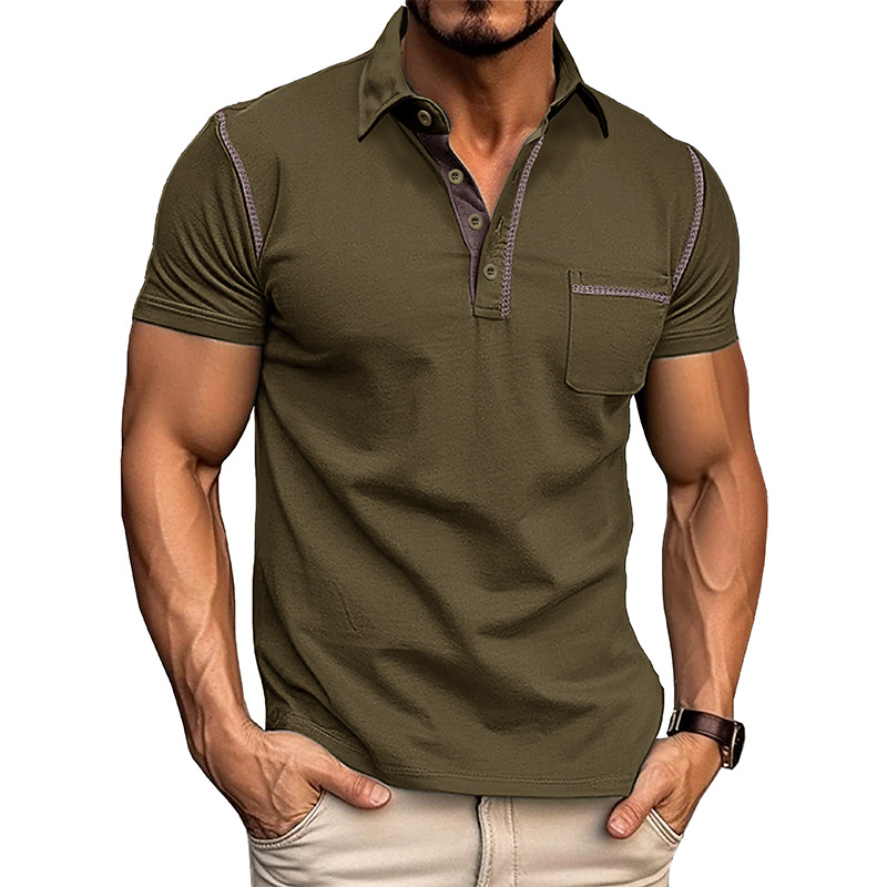 2024 verano europeo y americano hombres camisa de Polo de manga corta Comercio exterior hombres solapa camiseta transfronteriza superior color a juego polo