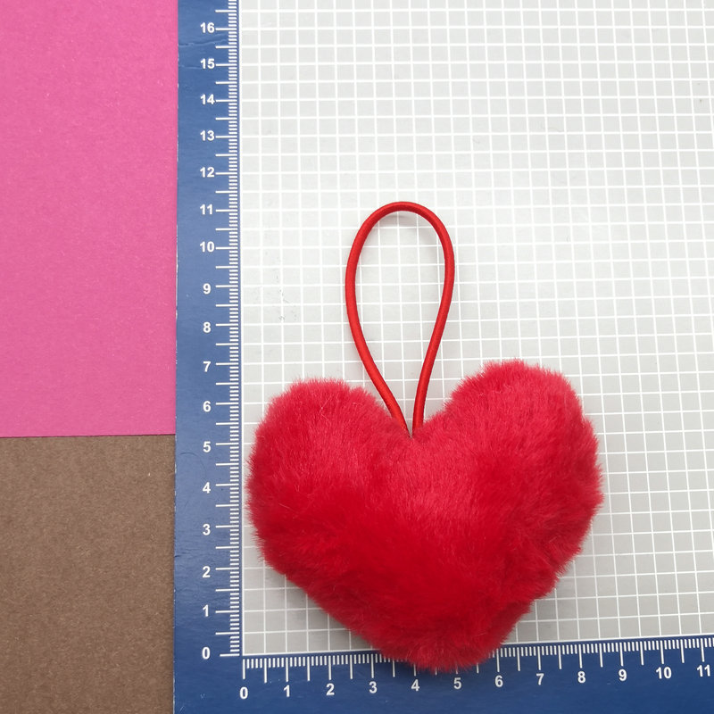 带皮筋毛绒小兔毛韩国桃心