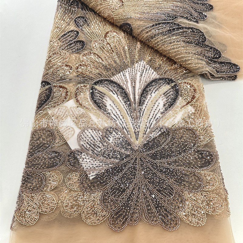 2025 moda transfronteriza de primavera y verano nuevo estilo tela bordada bicolor industria pesada perla tubo tela bordada tela Dress para mujer image 5