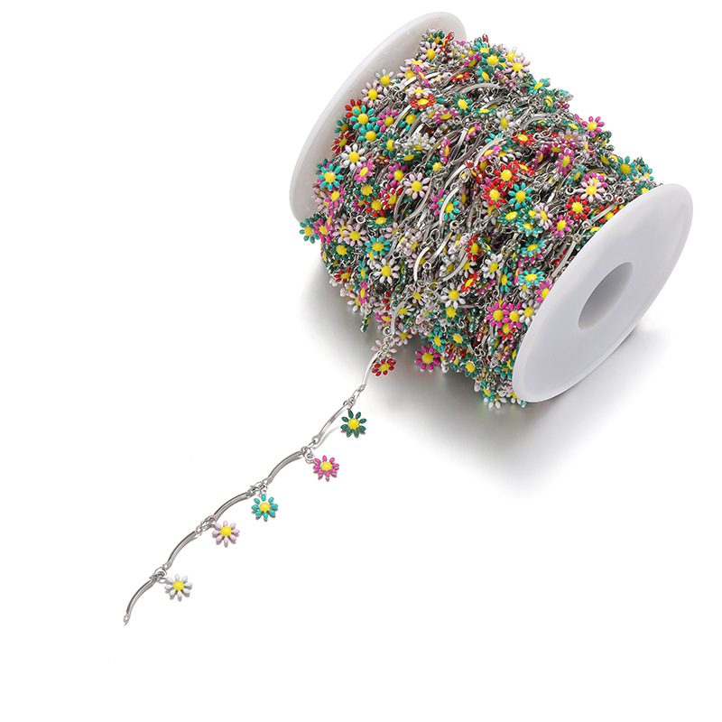 1 Piece Foot Daisy DIY Jewelry Accessories Bracelets Anklet 304 Stainless Steel Enamel Women's Sweet Pastoral DIY Jewelry Accessories Bracelets Anklet display picture 7