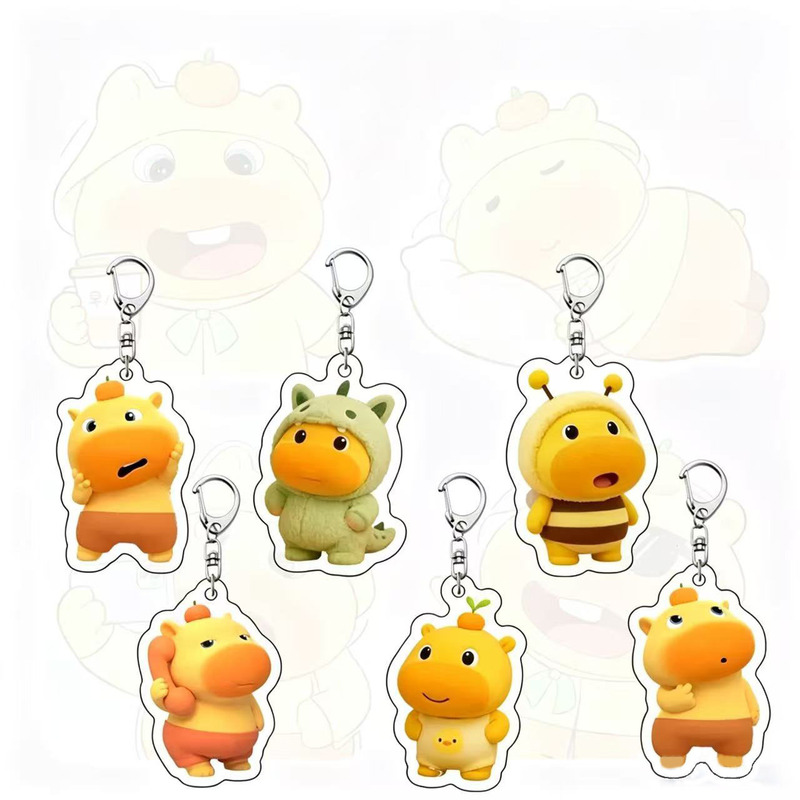 Cute Little Capybara Lulu Expression Pack Acrylic Keychain, Adorable and Quirky Cartoon Custom Backpack Pendant