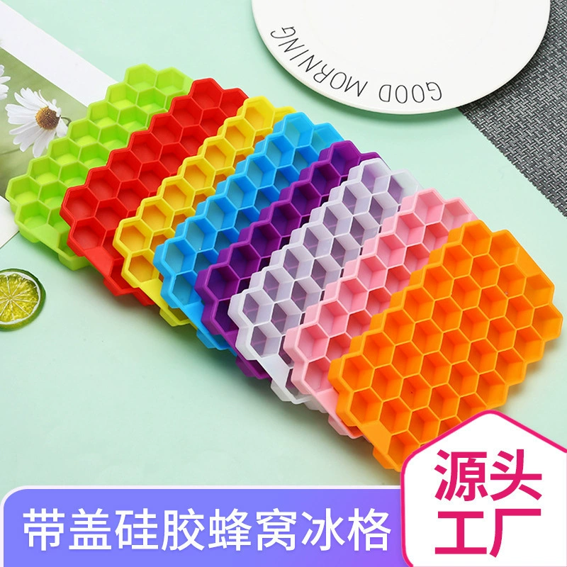 Чистый силиконовый с крышкой силиконовая сотовая ледяная форма 37 сетки сотовая ледяная форма силиконовая ледяная форма силиконовая ледяная коробка для мороженого