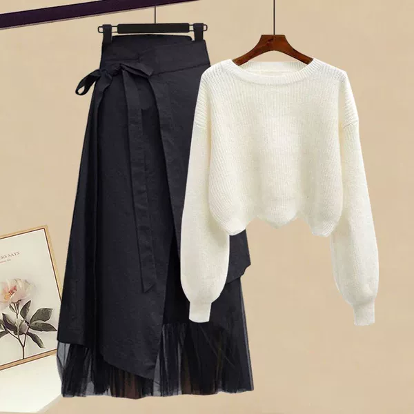 White sweater, skirt