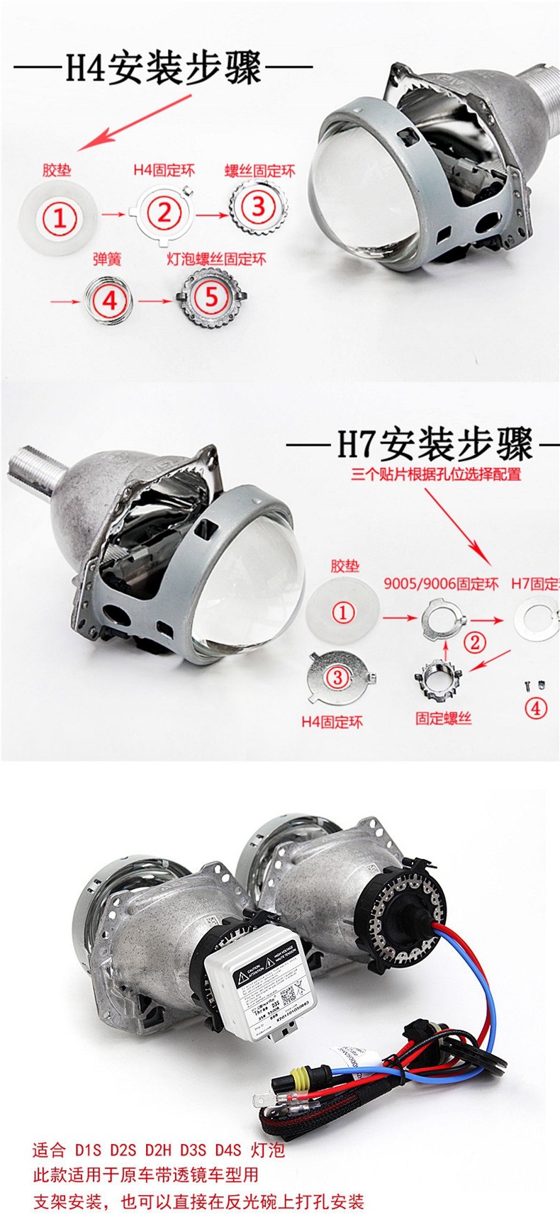 AES produces new lossless American standard H5 xenon lamp bi-xenon lens LED laser lens modified headlights and other products