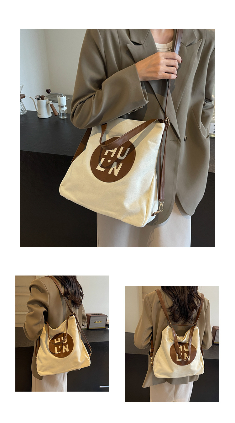 Korean letter printed multi-purpose cloth bag, 2024 new style, high-quality student backpack, commuting single-shoulder bag undefined