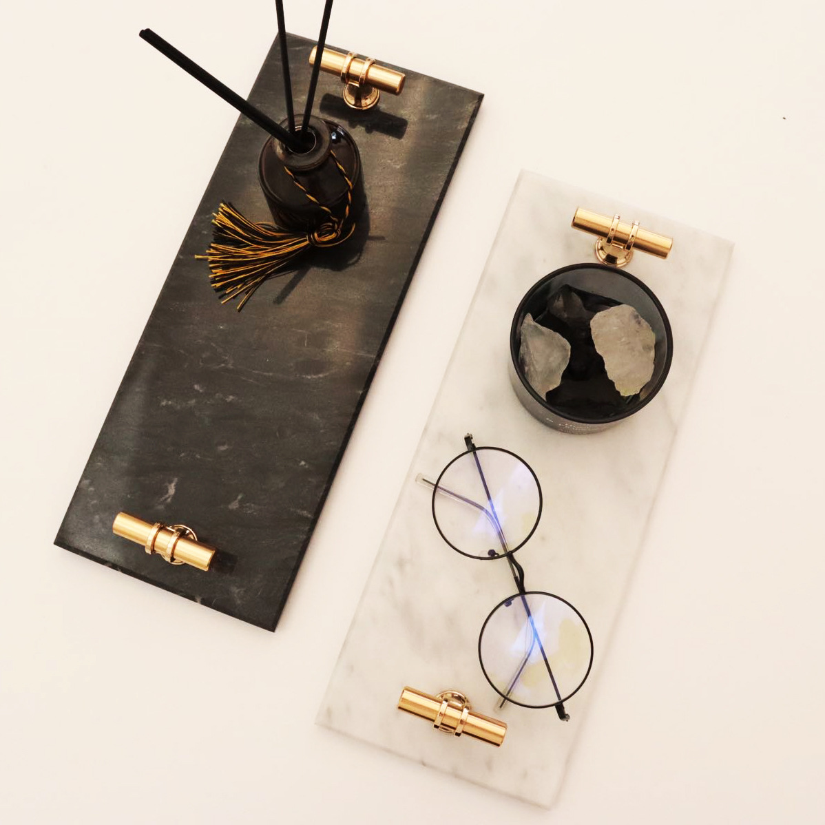 Nordic ins estilo simple luz de lujo bandeja de mármol natural cosméticos bandeja de almacenamiento rectangular decoración suave