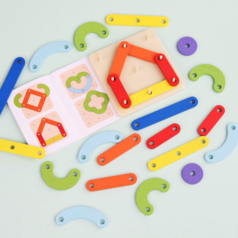 Puzzle gráfico geométrico de Monty para niños creativo de tablero de clavos cambiante educación temprana juguetes de madera image 4