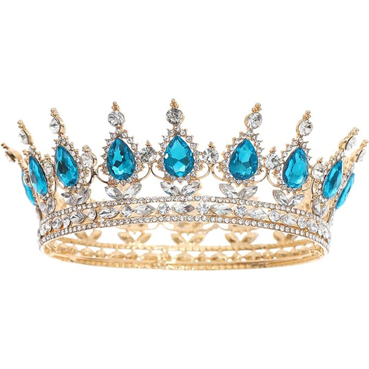 Gran princesa europea corona de novia de alta calidad corona barroca europea y americana joyas de cabello de lujo