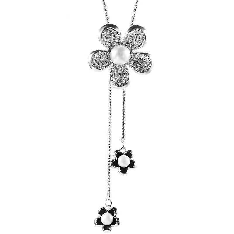 YR suéter cadena larga ropa de mujer accesorios colgantes de cadena de moda simple flor joyería collar decorativo