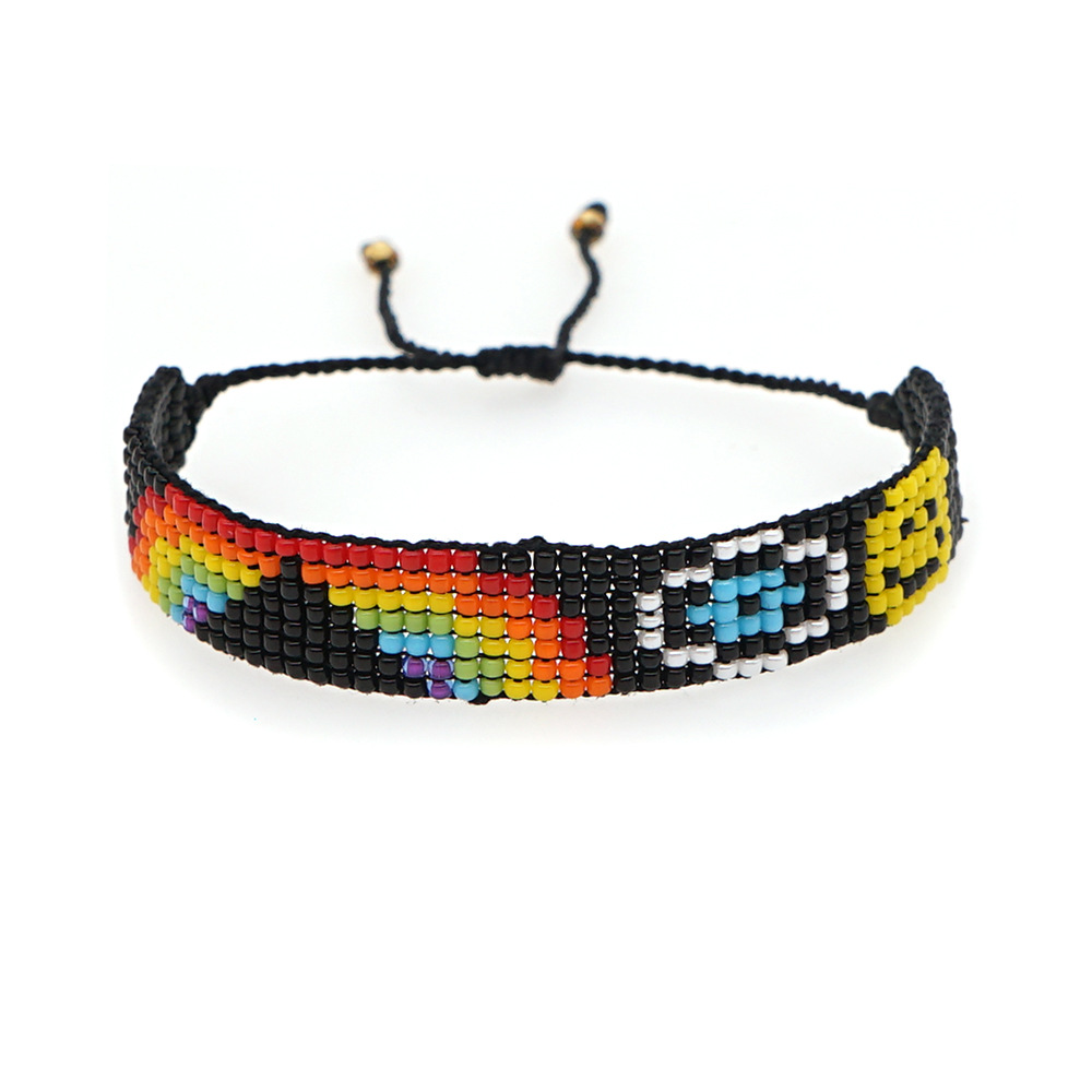 Bracelet De Perles De Smiley Arc-en-ciel De Tissage De Mode display picture 6