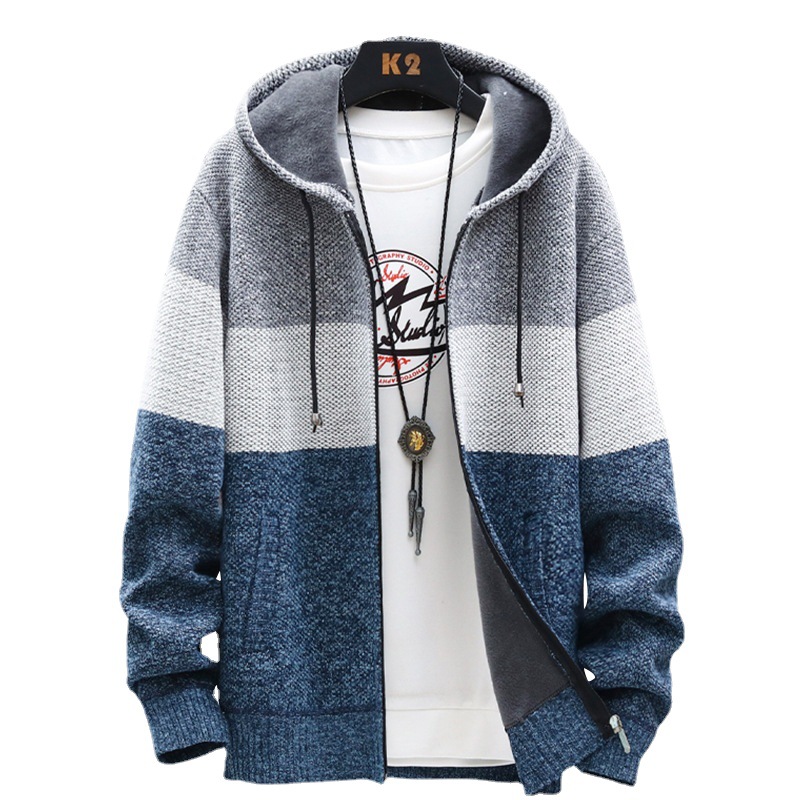 Capa del suéter de los hombres Otoño e Invierno 2023 nueva capucha suéter flojo ocasional engrosada guapo chaqueta al por mayor