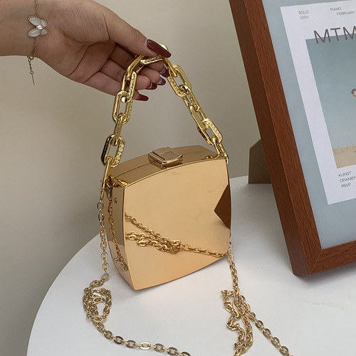 Metal Small Bag 2024 Korean Style Fashion Coarse Chain Shoulder Personal Ins Girl Chain Single Shoulder Box Bag Trend