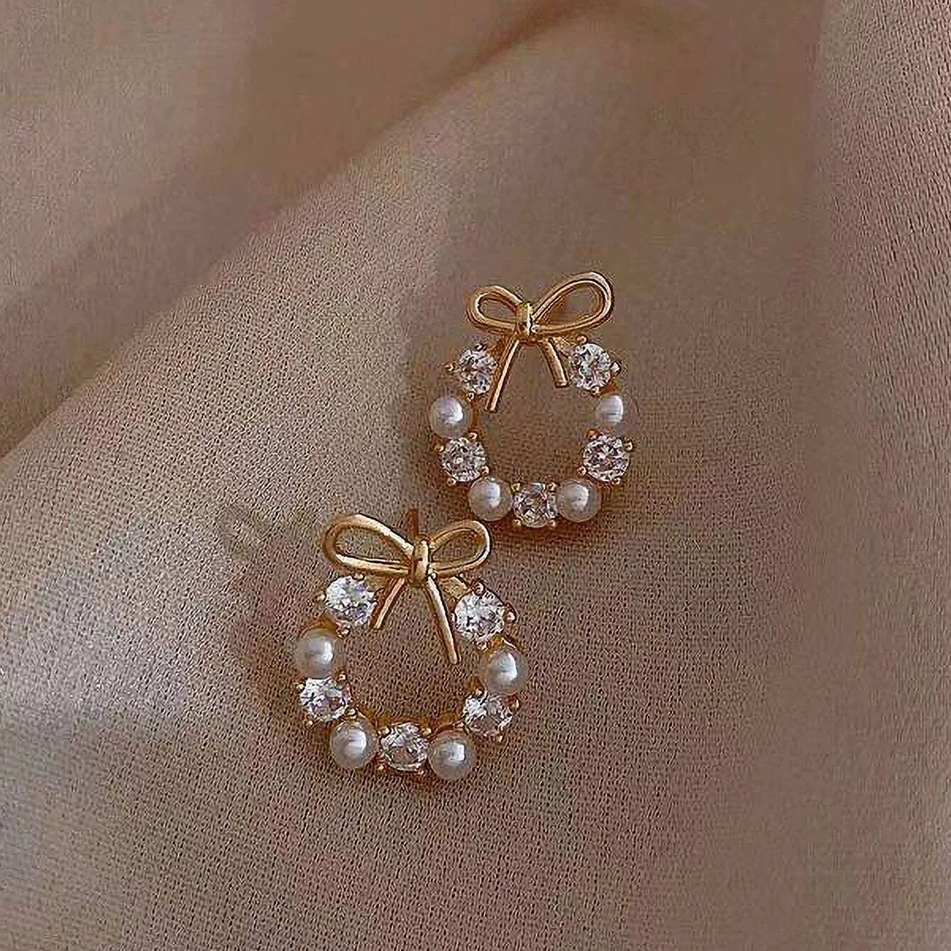 Серебряная игла с бантом, серьги, бусины из жемчуга, образец серебра 925, интернет-знаменитость