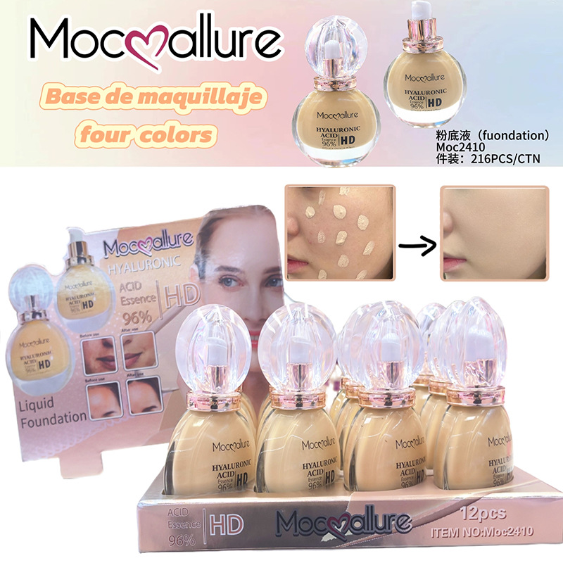 Base de Maquillaje Líquida BB Cream de 4 Colores en Frasco de Vidrio, Nutritiva