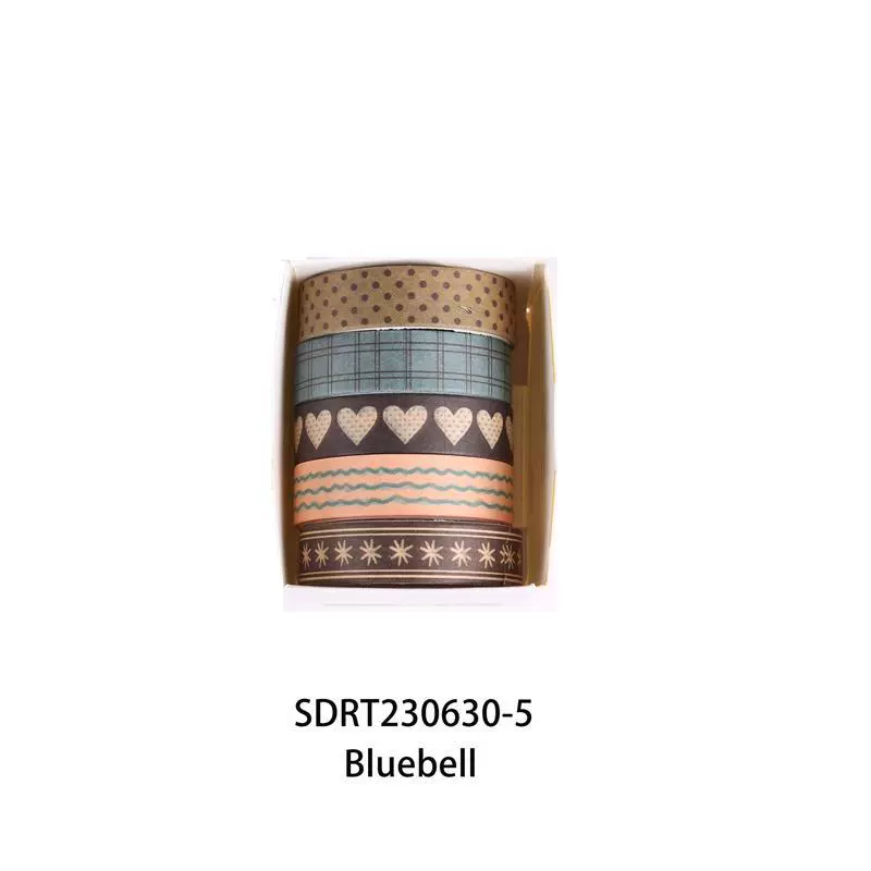 Washi tape set Mori Mori, 1 cm × 2 m 5‑rolls, retro decorative patterns