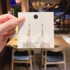 Transparent earrings with tassels, 36, flowered