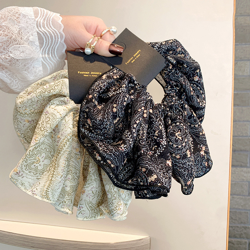 Großes Vintage Blumen Scrunchie Für Damen Modisches Haar-accessoire_voghion.com