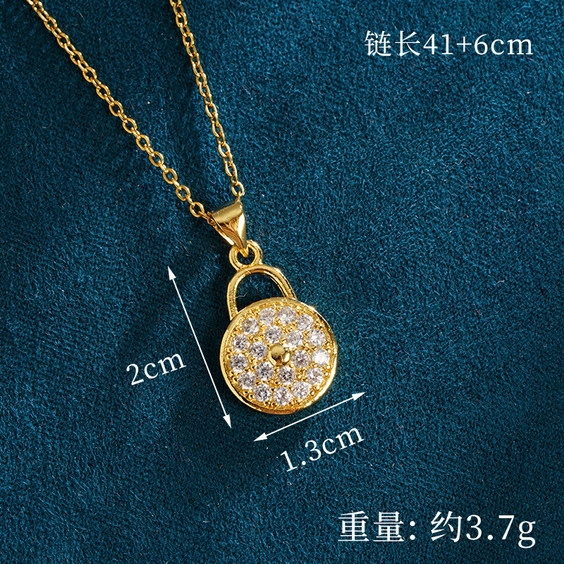 Collar de oro de arena de Vietnam para mujer con incrustaciones de circonio moda geométrica irregular cerradura redonda pendiente simple fábrica de joyería al por mayor