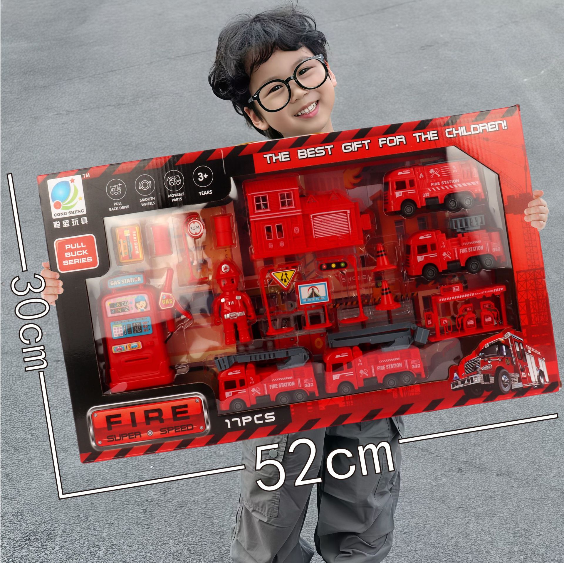 Caja de regalo de envío gratis, juego de coche de ingeniería, modelo de fuego de juguete, coche de retorno inercial, puesto de juguete para niños, regalo al por mayor