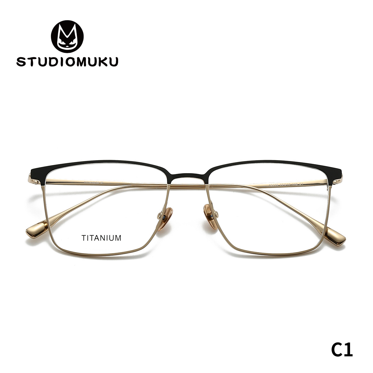 STUDIOMUKU gafas de madera cool trajes de temperamento elegante marcos de gafas de titanio clásico puro marcos de gafas cuadrados