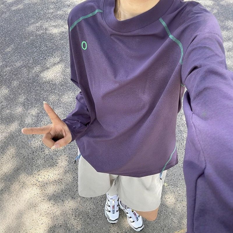 Purple American Quick-Drying Clothing for Men and Women in Autum New Sun Protection Long-Sleeved T-Shirt Badminton Clothing Outdoor Sports Cycling Clothing