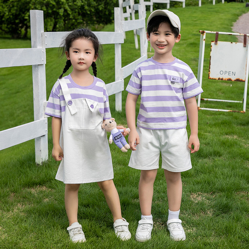 Dibujos animados para Niños de manga corta traje padre-hijo bebé niño medio y grande niños cuello redondo Camiseta familia tres boca cuatro boca traje padre-hijo media manga