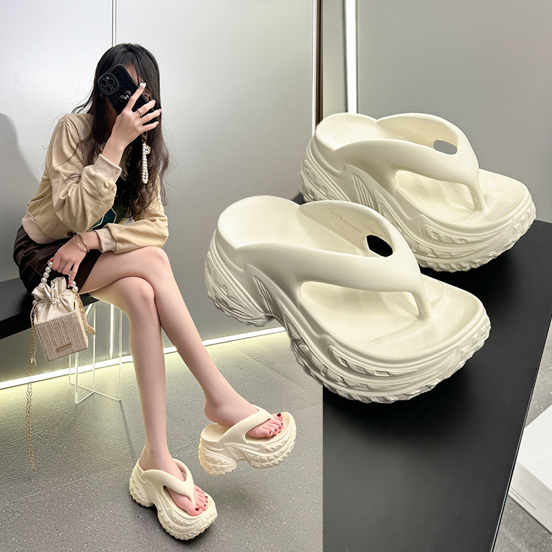 Flip-Flops for Women, Indoor and Outdoor Wear, Thick-Soled Eva, Fashionable Outer Wear, Beach Ins, Korean Style Flip-Flops for Women