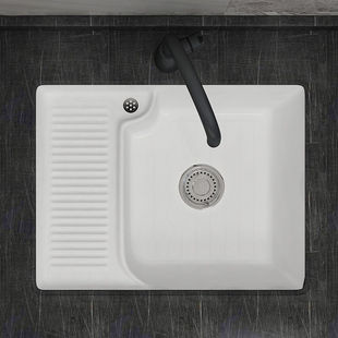 Ceramic Laundry Basin with Washboard Laundry Trough Household Sink small size Large Rectangular Balcony Undercounter Basin Laundry Pool