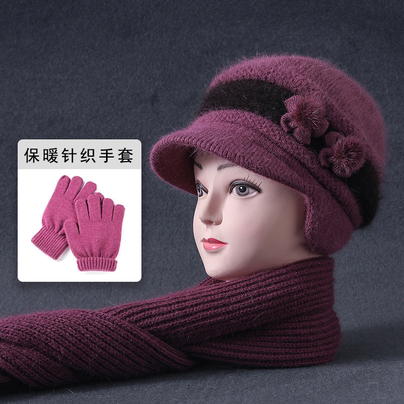 Purple + scarf + gloves set