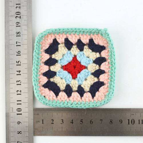 Granny square handmade crochet colorful square flower piece clothing pocket piece coaster bag tablecloth DIY jewelry