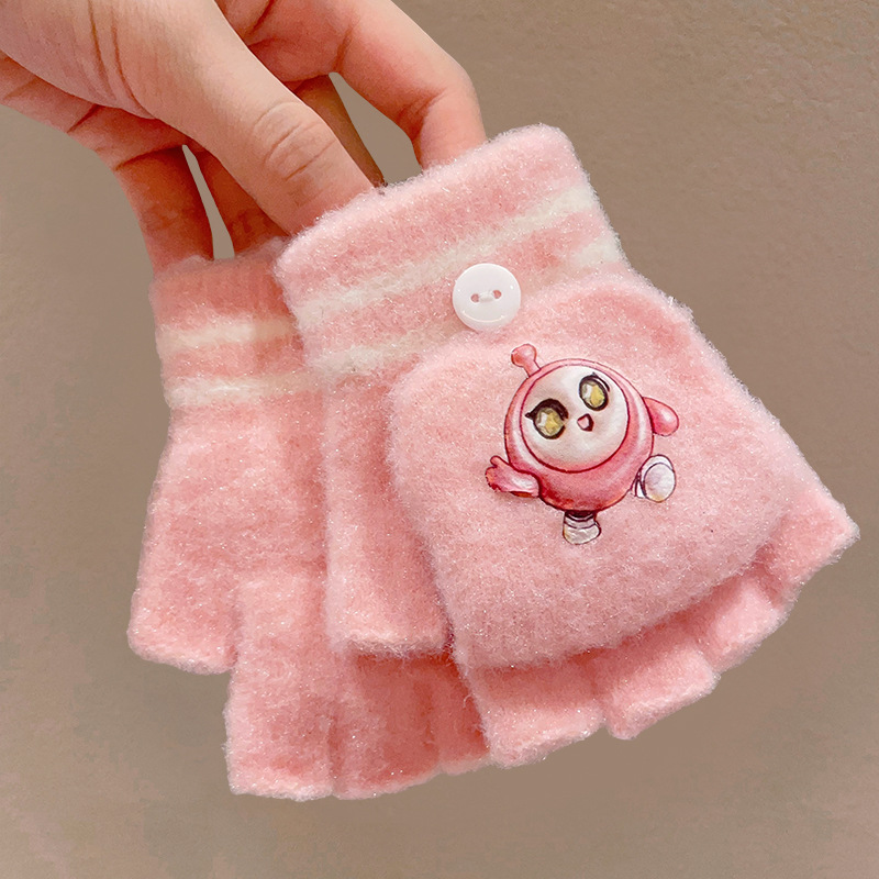 Guantes pequeños para niños, cunas de medio dedo para bebés, niñas y niños, engrosados en invierno, cálidos y a prueba de viento, juegos de cinco dedos para bebés y niños pequeños en otoño e invierno