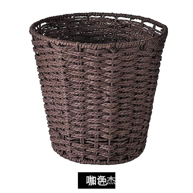 Straw Woven Trash Basket Living Room Storage Trash Bin Bedroom Basket Uncovered Office Woven Storage Basket Home Basket Creative