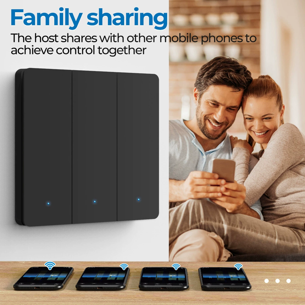 Настенный умный выключатель, Tuya Zigbee 3.0, ABS‑пластик, 1–3‑модульный (EU), 10 А, 7–300 Вт