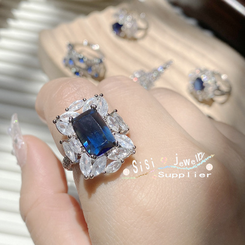 Sisi original high-end jewelry tanzanite sapphire ring niche design 18K gold plated luxury star ring