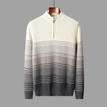 秋冬季保暖重磅男士羊毛衫商务休闲百搭半拉链保暖针织毛衣上衣男