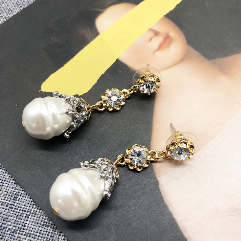 16g Weight Alloy Ear Needle Material Earrings Classification Anniversary Occasion Imitation Pearl, Alloy Material Printing Pattern Women'S Gender Vacation, Simple Style Style Silver Color Vacation Simple Style Printing Imitation Pearl Alloy Earrings 1